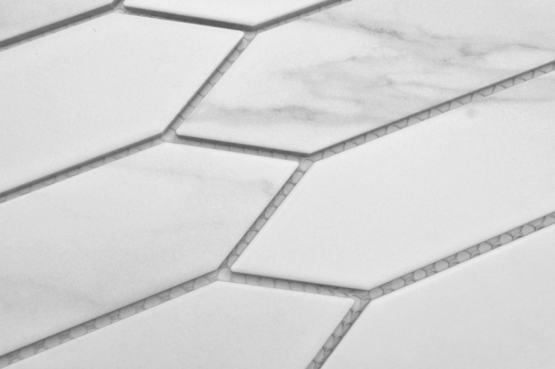 Hand-painted ceramic mosaic tile hexagon hexagon Cararra white gray matt MOS13-L1102_m