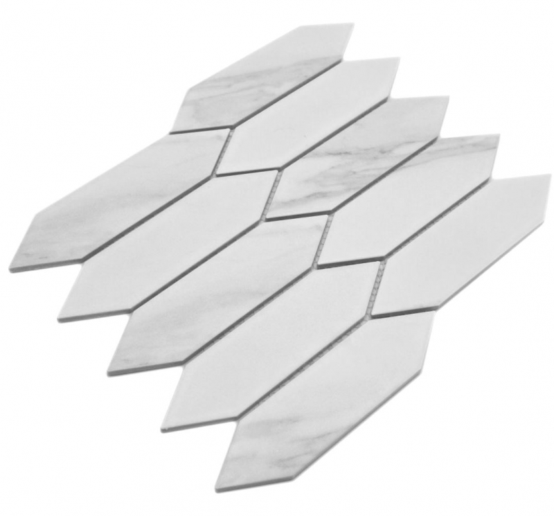 Hand-painted ceramic mosaic tile hexagon hexagon Cararra white gray matt MOS13-L1102_m