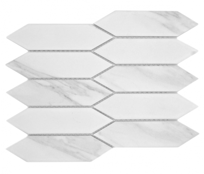 Hand-painted ceramic mosaic tile hexagon hexagon Cararra white gray matt MOS13-L1102_m