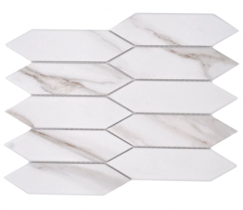 Hand-painted ceramic mosaic tile hexagon hexagon Calacatta white gray-brown matt MOS13-L1112_m