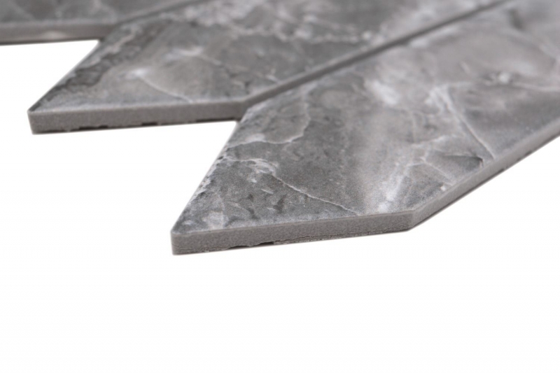 Hand-painted ceramic mosaic tile hexagon hexagon stone look elongated dark gray matt MOS13-L0208_m
