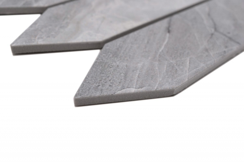 Hand-painted ceramic mosaic tile hexagon hexagon stone look elongated light gray matt MOS13-L0206_m