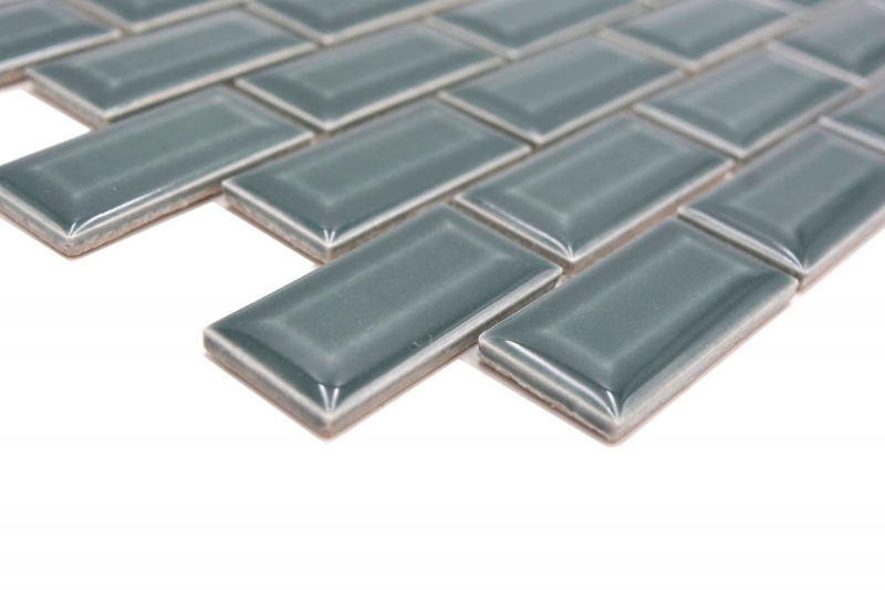 Hand-painted ceramic mosaic tile wall bond uni forest green MOS26-0616_m