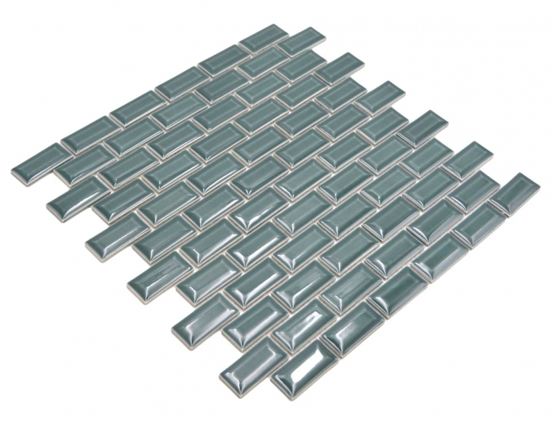 Hand-painted ceramic mosaic tile wall bond uni forest green MOS26-0616_m