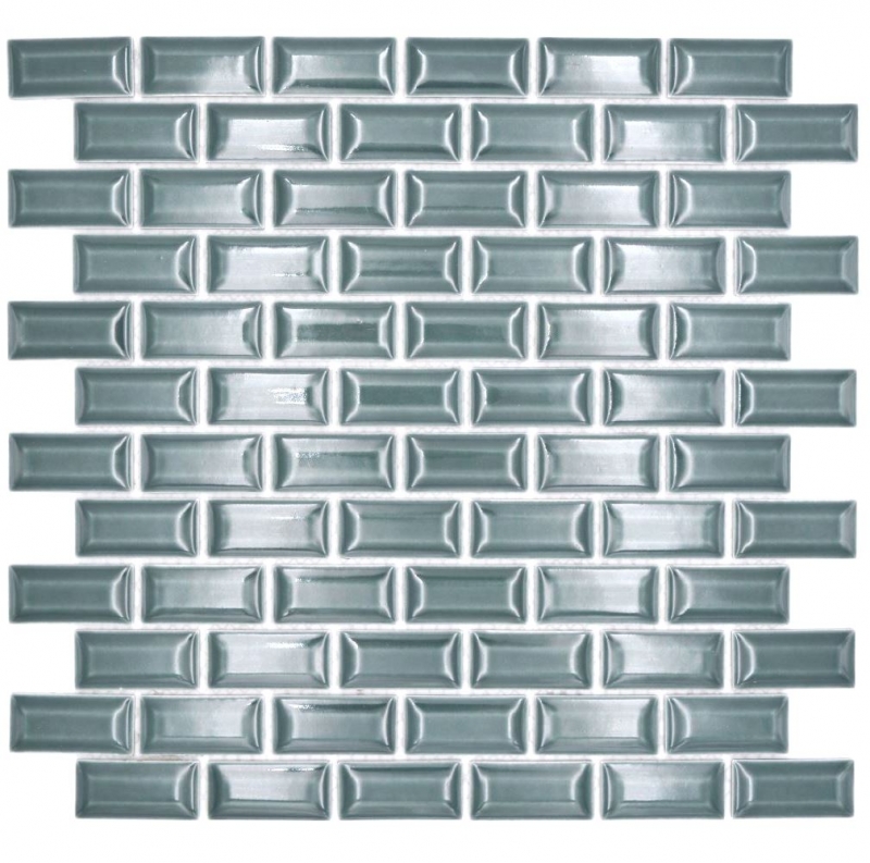 Hand-painted ceramic mosaic tile wall bond uni forest green MOS26-0616_m