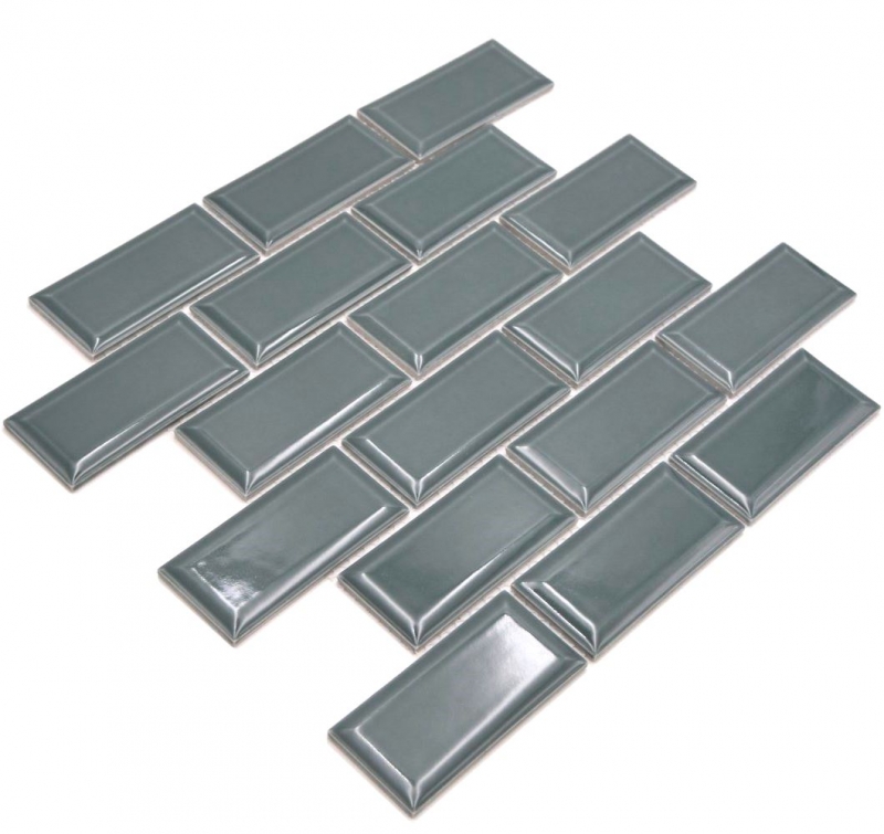 Hand-painted ceramic mosaic tile Metro composite look uni forest green MOS24-06G_m