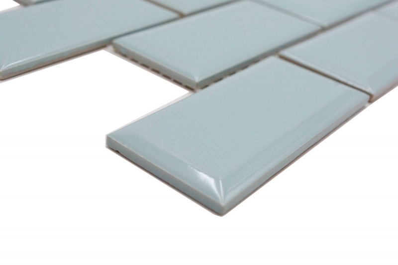 Hand-painted ceramic mosaic tile Metro composite look uni mint green pastel MOS24-06M_m