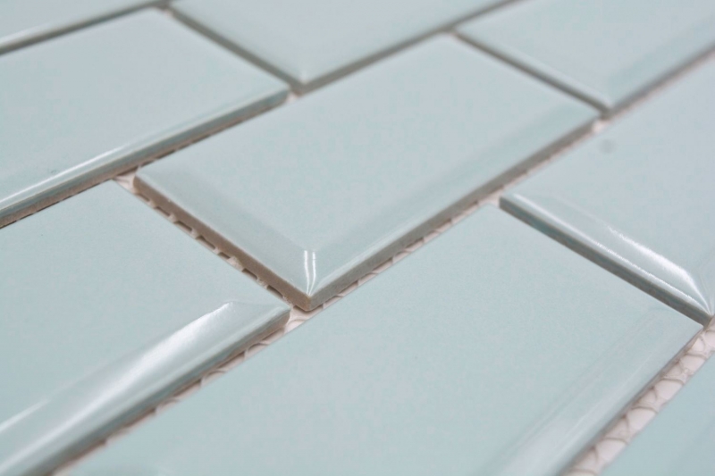 Hand-painted ceramic mosaic tile Metro composite look uni mint green pastel MOS24-06M_m