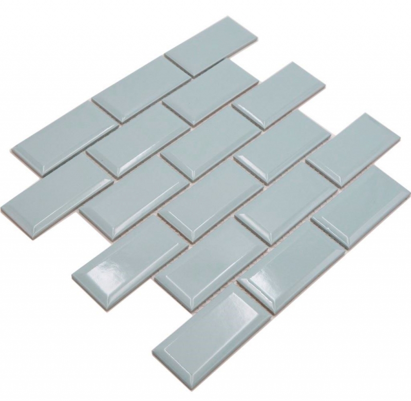 Hand-painted ceramic mosaic tile Metro composite look uni mint green pastel MOS24-06M_m