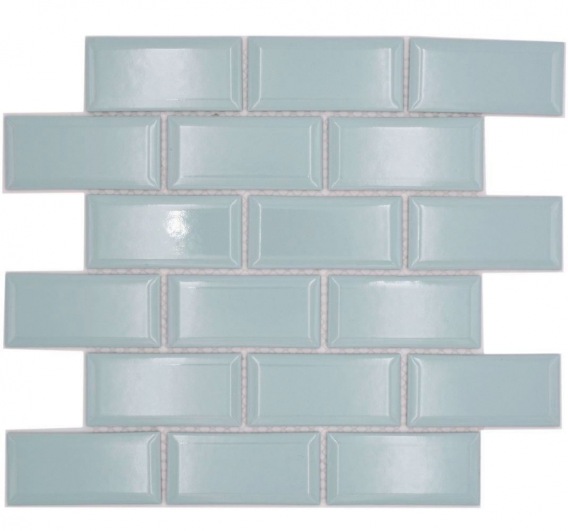 Hand-painted ceramic mosaic tile Metro composite look uni mint green pastel MOS24-06M_m