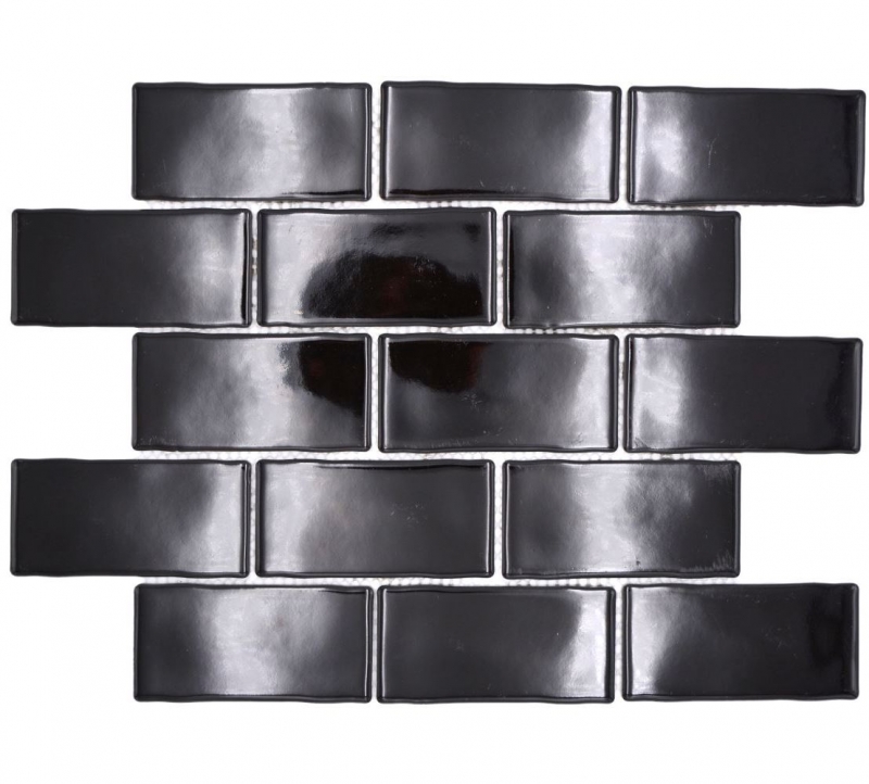Hand-painted ceramic mosaic tile Metro Sybway composite uni black glossy MOS26-112_m