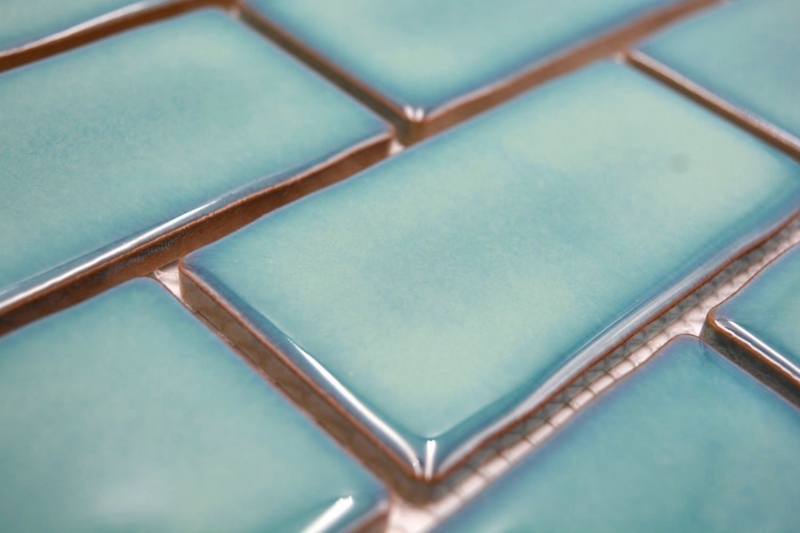 Hand-painted ceramic mosaic tile Metro Sybway composite uni petrol green glossy MOS26-716_m