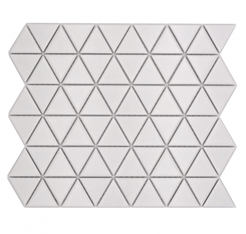 Hand-painted ceramic mosaic tile triangle diamond plain white matt MOS13-t41_m