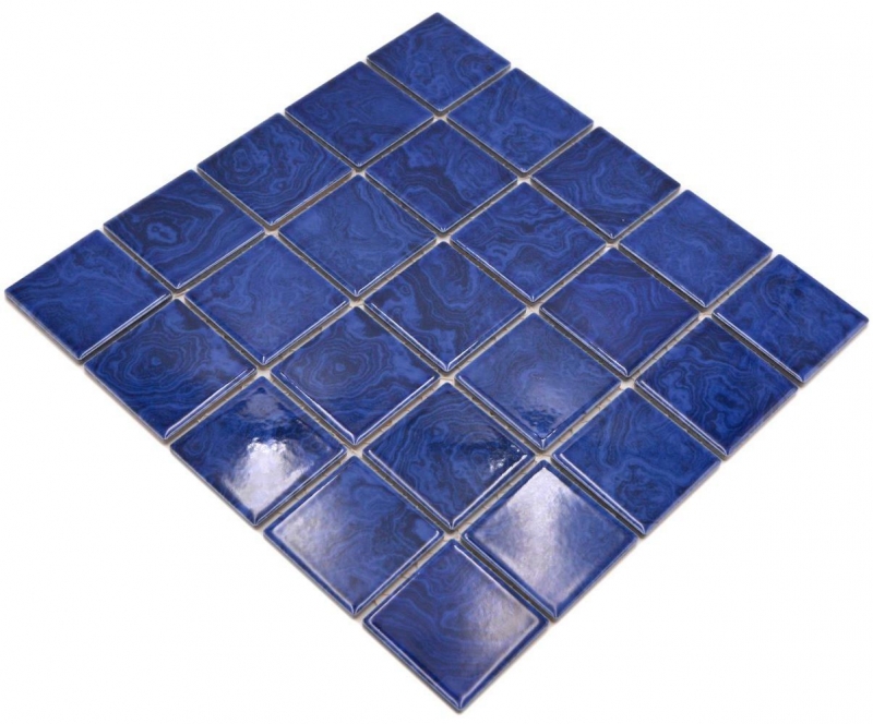 Hand-painted ceramic mosaic tile cobalt blue light blue streaks MOS14-0406_m