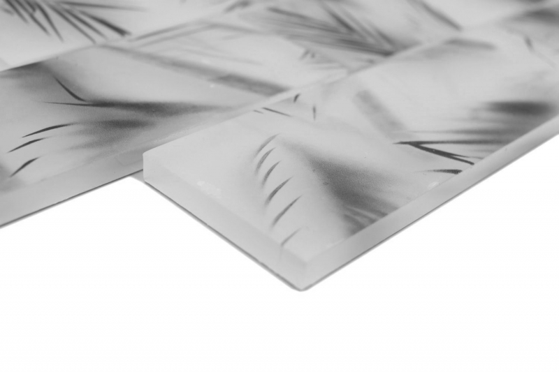 Hand sample glass mosaic mosaic tile composite white black matt leaf look MOS88-FL25_m