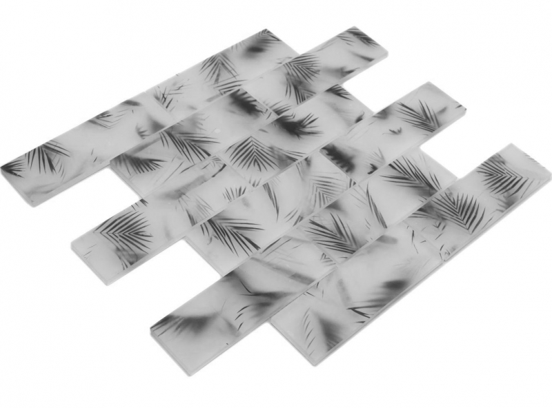 Hand sample glass mosaic mosaic tile composite white black matt leaf look MOS88-FL25_m