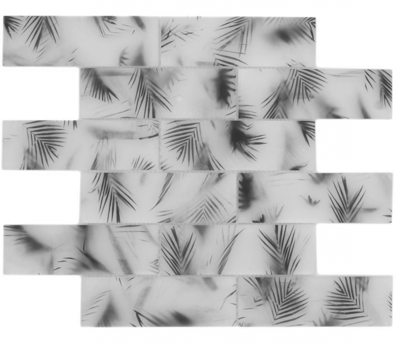 Hand sample glass mosaic mosaic tile composite white black matt leaf look MOS88-FL25_m