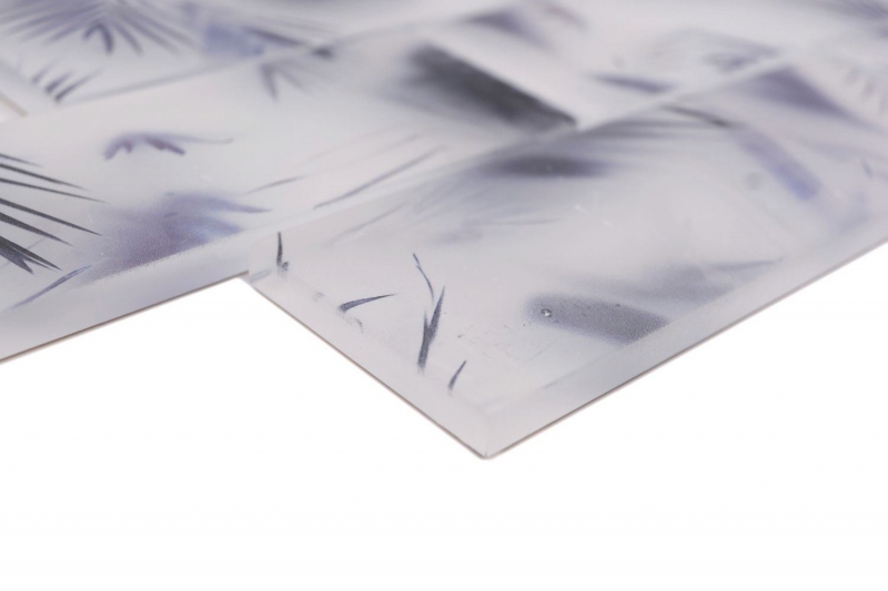 Hand sample glass mosaic mosaic tile composite white blue matt leaf look MOS88-FL34_m