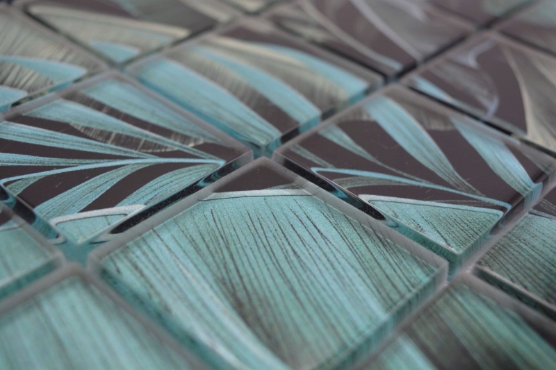 Hand-painted glass mosaic mosaic tile rainforest green black leaves look MOS88-Pic05_m