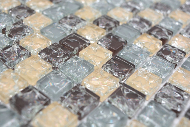 Hand-painted glass mosaic mosaic tile broken gray beige brown MOS92-1302_m