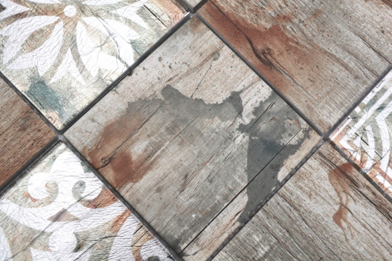 Hand-painted glass mosaic mosaic tile Piastrella Vintage Patchwork beige wood effect ornament MOS160-W750_m