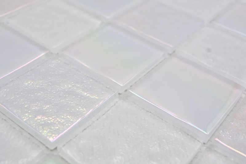 Hand-painted glass mosaic mosaic tile medio flip flop iridescent white multicolored MOS66-S10-48_m