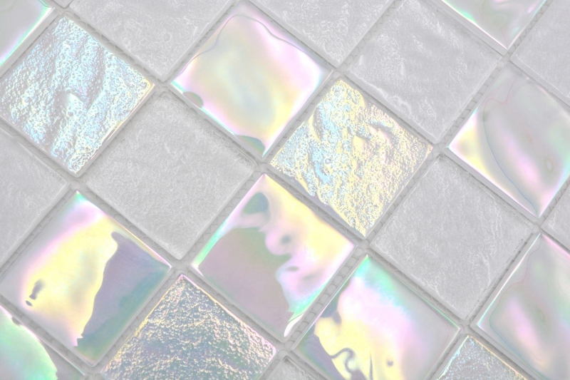 Hand-painted glass mosaic mosaic tile medio flip flop iridescent white multicolored MOS66-S10-48_m