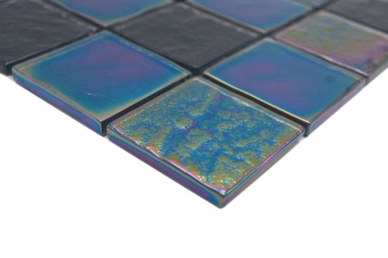 Hand-painted glass mosaic mosaic tile medio flip flop iridescent black multicolored MOS66-S65-48_m