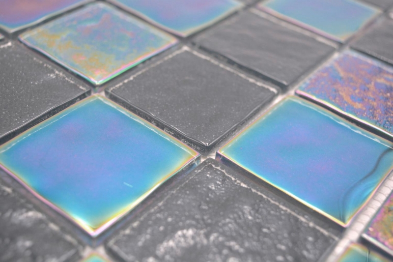 Hand-painted glass mosaic mosaic tile medio flip flop iridescent black multicolored MOS66-S65-48_m