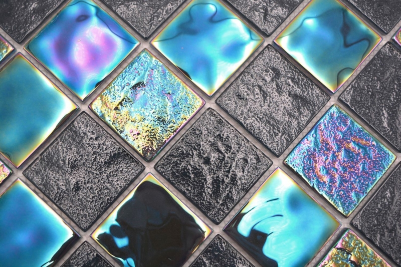 Hand-painted glass mosaic mosaic tile medio flip flop iridescent black multicolored MOS66-S65-48_m