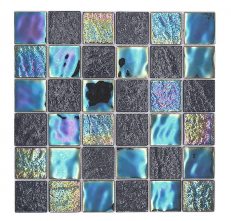 Hand-painted glass mosaic mosaic tile medio flip flop iridescent black multicolored MOS66-S65-48_m