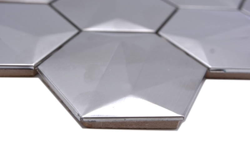 Hand sample stainless steel Hexagon mosaic tiles Hexagon 3D steel Titanium glossy/matt MOS128-SB_m