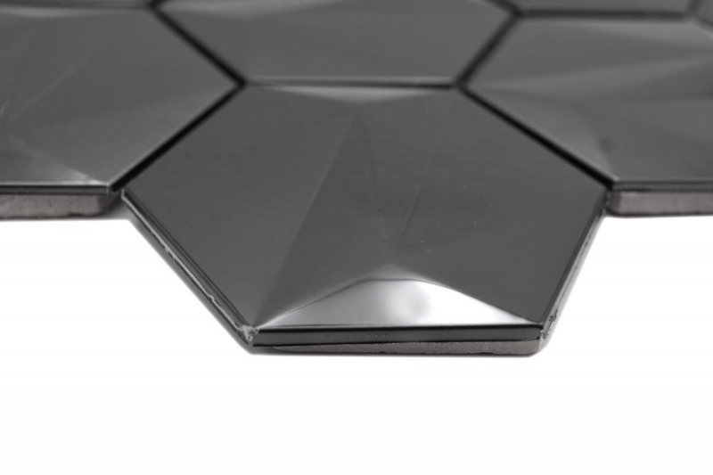 Hand-painted stainless steel hexagon mosaic tiles 3D steel tungsten glossy/matt MOS128-PL_m