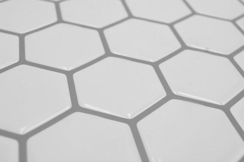 Hand sample self-adhesive mosaic film vinyl hexagon look white MOS200-H01_m