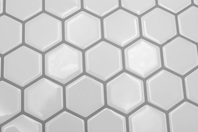 Hand sample self-adhesive mosaic film vinyl hexagon look white MOS200-H01_m