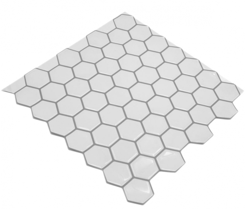 Hand sample self-adhesive mosaic film vinyl hexagon look white MOS200-H01_m