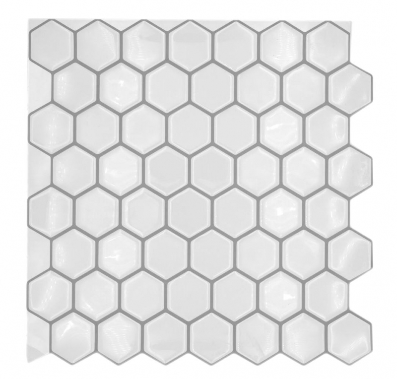 Hand sample self-adhesive mosaic film vinyl hexagon look white MOS200-H01_m