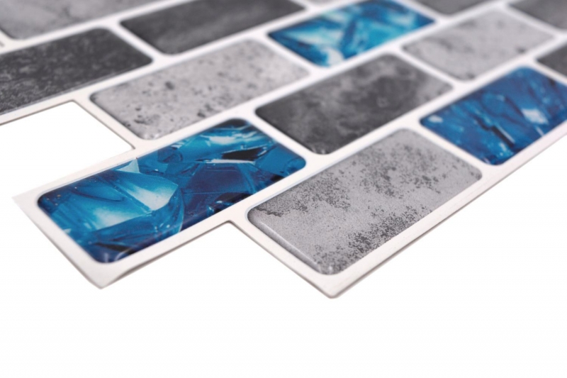 Hand sample self-adhesive mosaic film vinyl rectangle composite gray blue iridescent MOS200-MS8_m