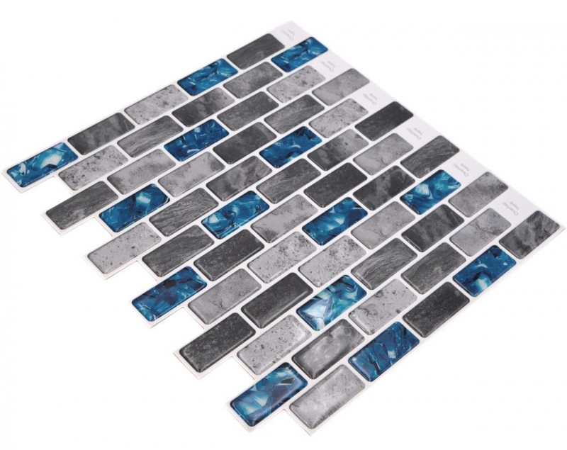Hand sample self-adhesive mosaic film vinyl rectangle composite gray blue iridescent MOS200-MS8_m