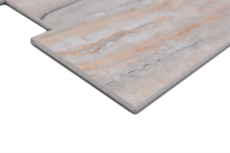 Hand sample self-adhesive mosaic mat vinyl stone look white gray gold rectangular MOS200-SP06_m