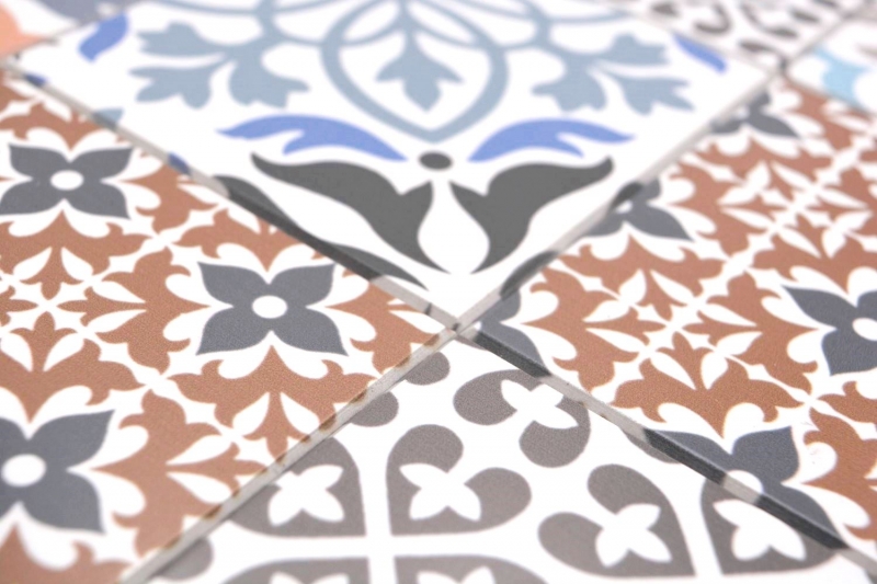 Hand sample self-adhesive mosaic mat vinyl Spanish tile look ornament colorful MOS200-S1406_m