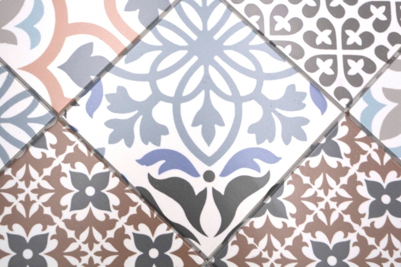 Hand sample self-adhesive mosaic mat vinyl Spanish tile look ornament colorful MOS200-S1406_m
