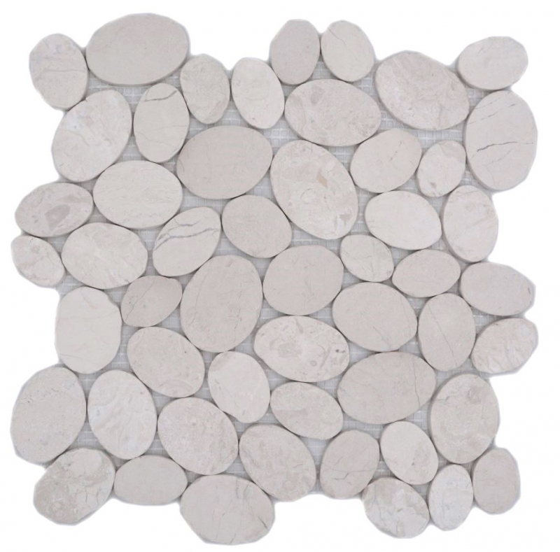 Hand sample river pebble stone pebble stone floor cut flat white cream MOS30-0101_m