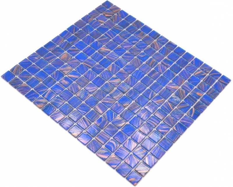 Hand-painted glass mosaic mosaic tile blue signal blue copper iridescent MOS230-G17_m