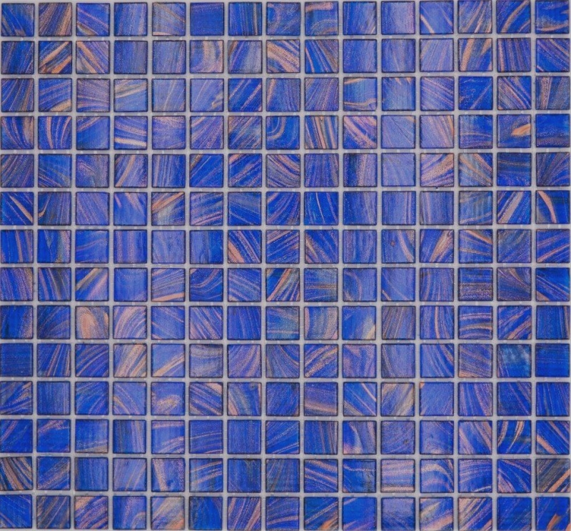 Hand-painted glass mosaic mosaic tile blue signal blue copper iridescent MOS230-G17_m