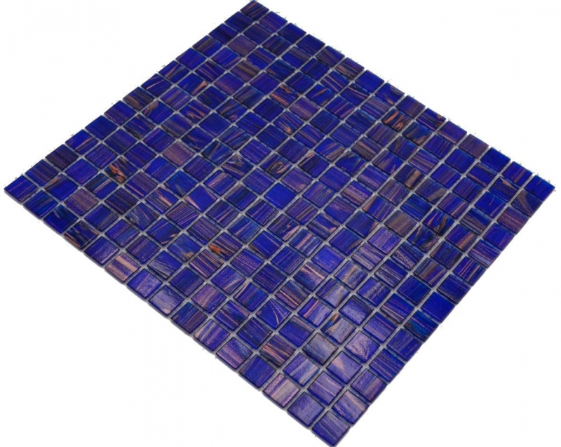 Hand-painted glass mosaic mosaic tile Dark blue Ultramarine blue Copper iridescent MOS230-G19_m