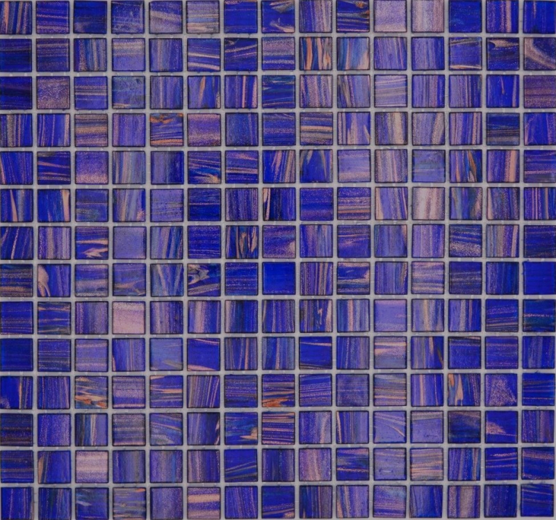 Hand-painted glass mosaic mosaic tile Dark blue Ultramarine blue Copper iridescent MOS230-G19_m