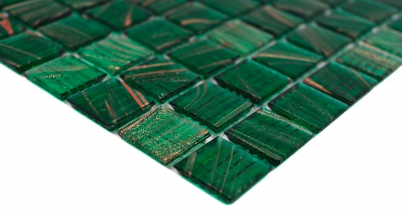 Hand-painted glass mosaic mosaic tile opal green copper iridescent MOS230-G28_m
