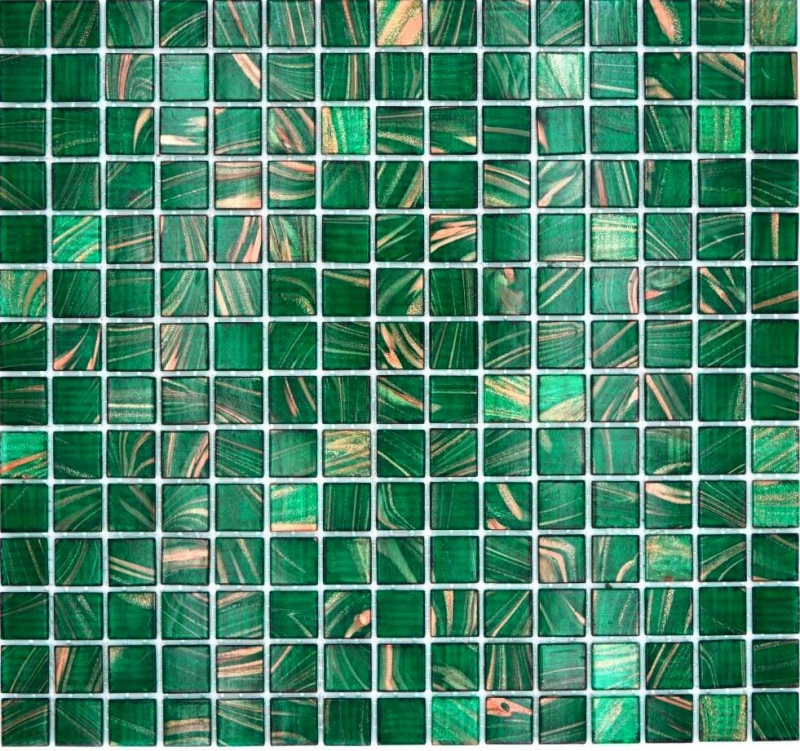 Hand-painted glass mosaic mosaic tile opal green copper iridescent MOS230-G28_m
