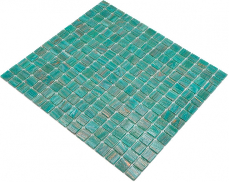 Hand-painted glass mosaic mosaic tile green turquoise copper iridescent MOS230-G65_m